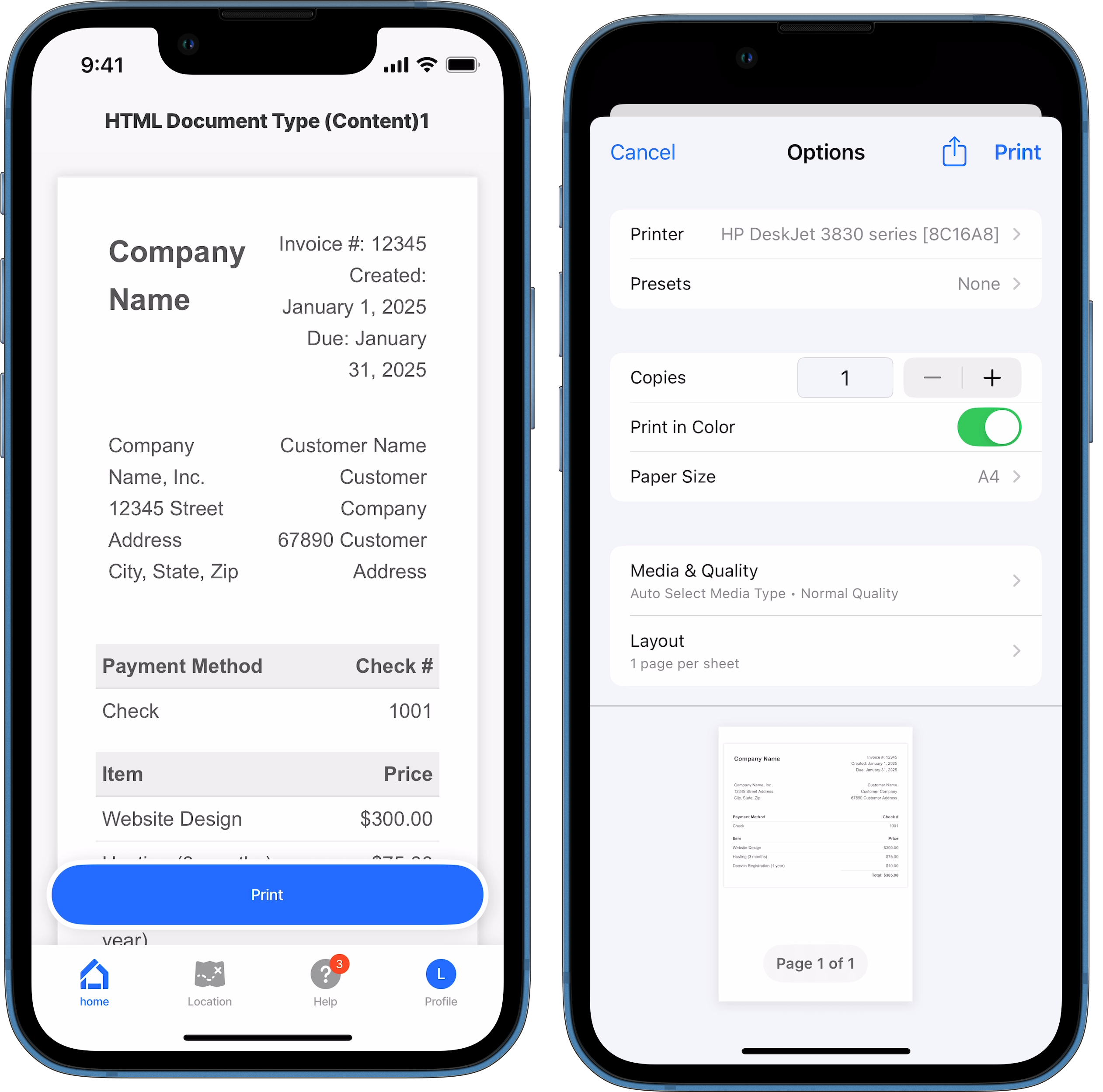 Print from a document jig