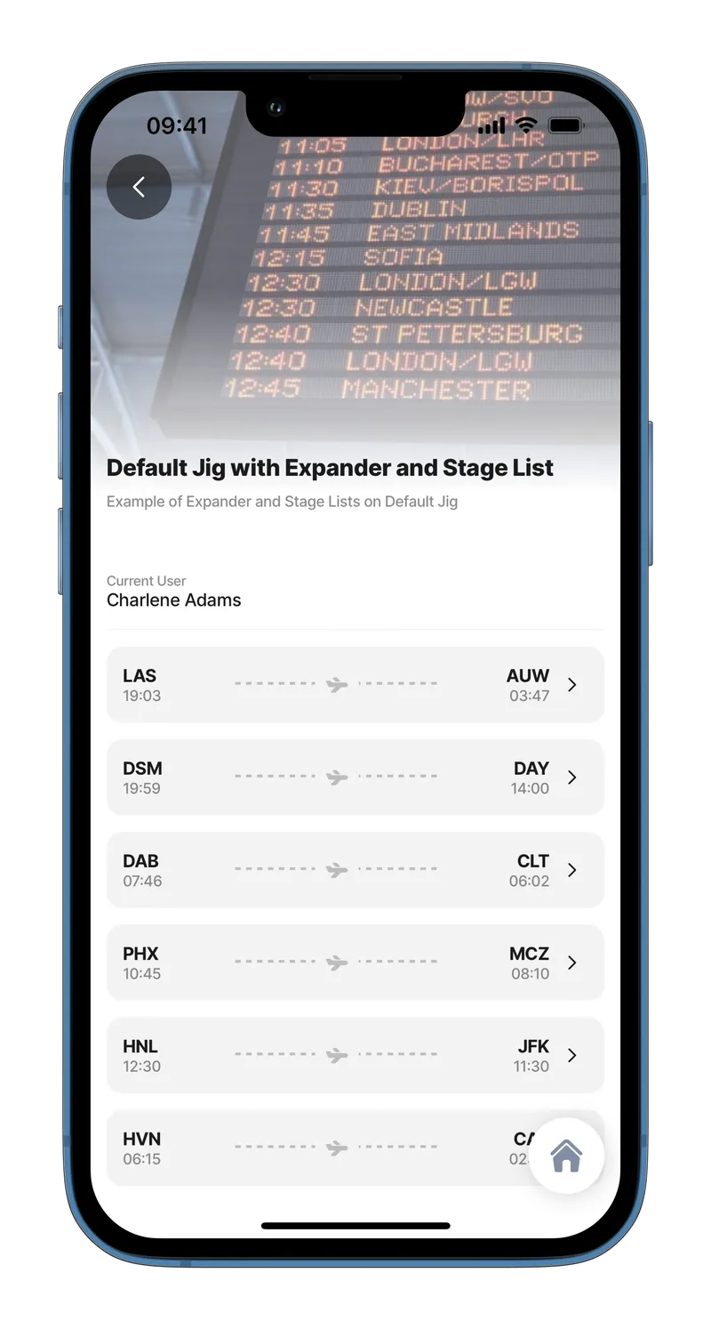 Stage in list with expanders