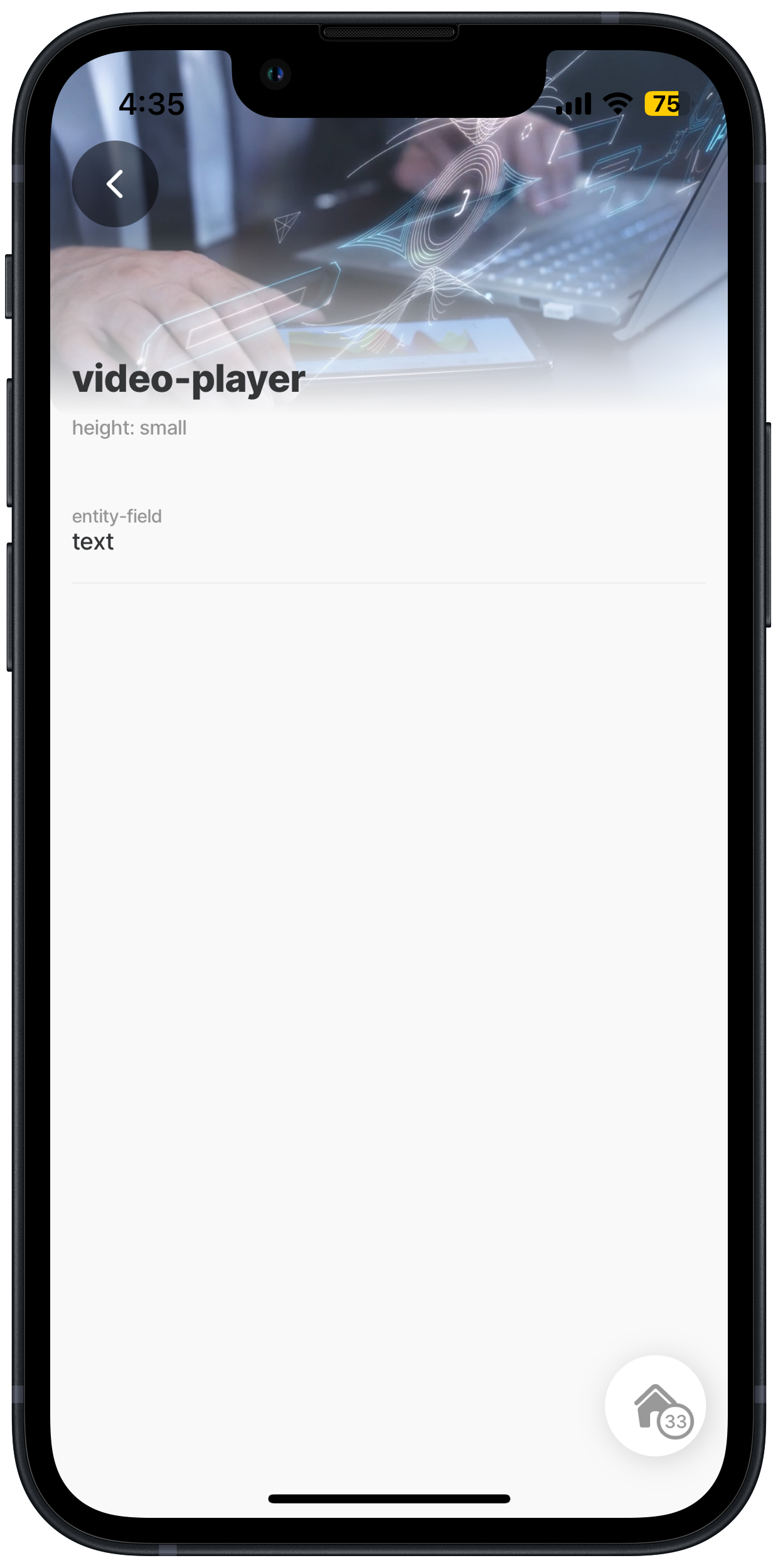 Small - header with video player