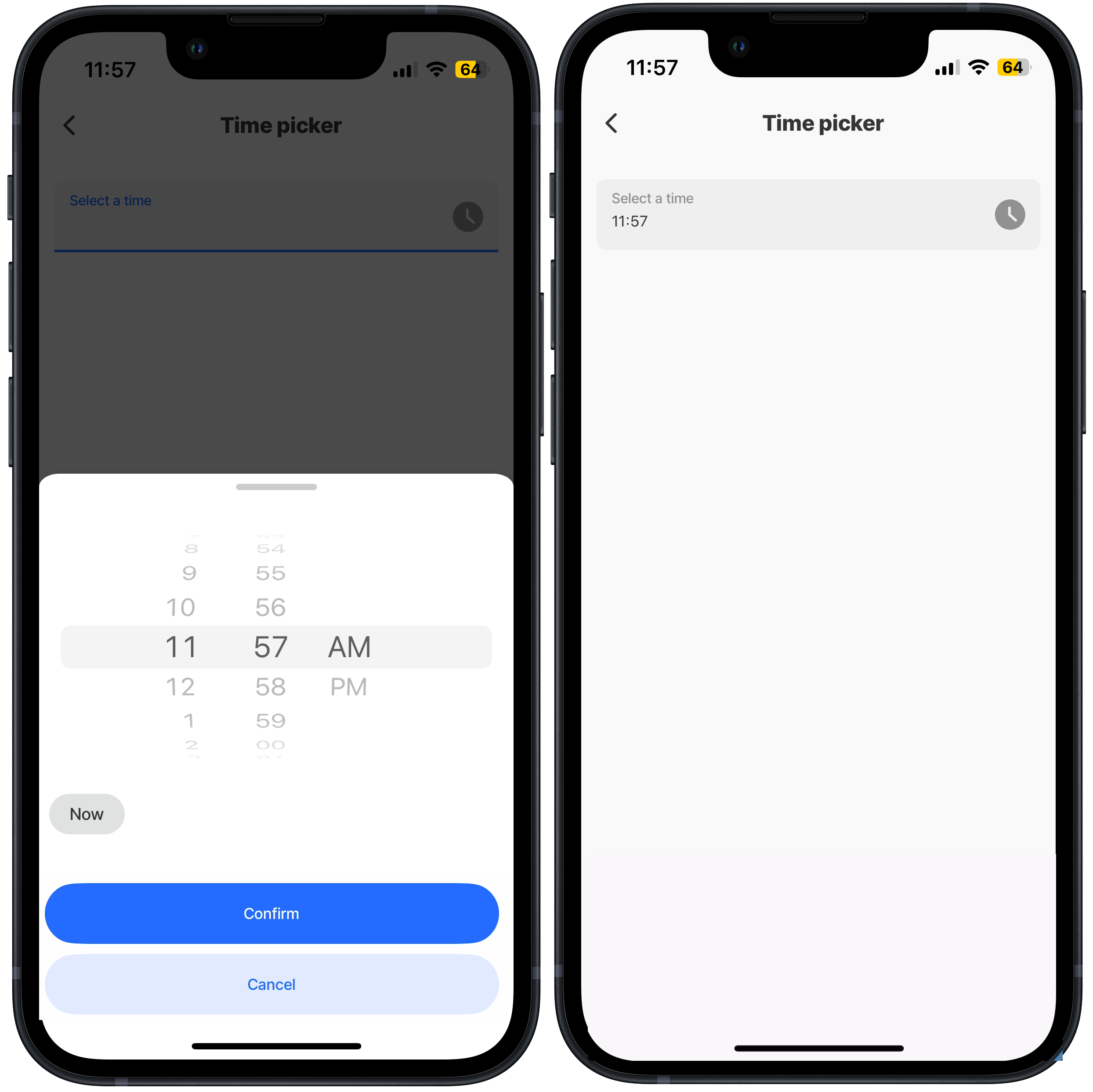 Time selector - input + output